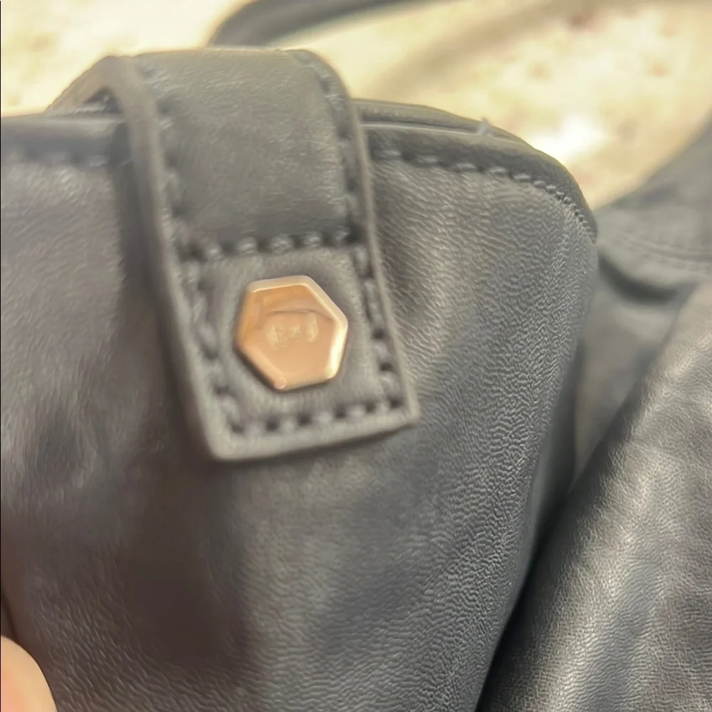 R+J Black Hobo Vegan Leather Women's Bag